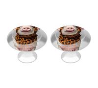 FHESDCW Confezione da 2 pomelli per armadietti in acciaio inox con viti, animali domestici che indossano stampa leopardata, facili da installare, moderni per cucina, bagno, comò