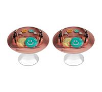 FHESDCW Confezione da 2 pomelli per armadietti in acciaio inox con viti, con faccina sorridente, facili da installare, moderni per cucina, bagno, comò