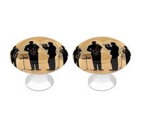 FHESDCW Confezione da 2 pomelli per armadietti in acciaio inox con viti, sagoma di un quartetto jazz, facili da installare, per armadietti moderni per cucina, bagno, comò