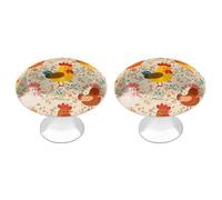 FHESDCW Confezione da 2 pomelli per armadietti in acciaio inox con viti, simpatici tiranti per cassetti a forma di gallo e pulcino, facili da installare, moderni per cucina, bagno, comò
