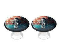 FHESDCW Confezione da 2 pomelli per armadietti in acciaio inox con viti, tiranti per cassetti con astronauta solitario, facili da installare, moderni per cucina, bagno, comò