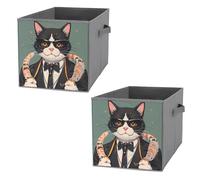 FHESDCW Cool Rich Gangster Boss - Scatola portaoggetti pieghevole con manici, cubi portaoggetti Oxford resistenti, 2 pezzi, organizer pieghevole per casa, scaffale, ufficio, viaggi