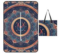 FHESDCW Coperta da picnic circolare con frammenti floreali con borsa tote con cerniera, coperta portatile impermeabile per esterni, leggera e pieghevole, per spiaggia, campeggio, parco, 150 x 100 cm