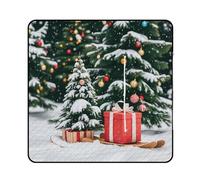 FHESDCW Coperta da picnic con albero di pino e scatola regalo, con borsa tote con cerniera, coperta portatile impermeabile per esterni, leggera, pieghevole, per spiaggia, campeggio, parco, 150 x 150