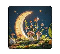 FHESDCW Coperta da picnic con fungo luna e stelle, con borsa tote con cerniera, coperta portatile impermeabile per esterni, leggera, pieghevole, tappetino per spiaggia, campeggio, parco, 150 x 150 cm