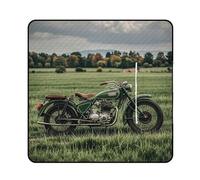 FHESDCW Coperta da picnic con motivo motociclette sull'erba verde, con borsa tote con cerniera, coperta portatile impermeabile per esterni, leggera, pieghevole, per spiaggia, campeggio, parco, 200 x