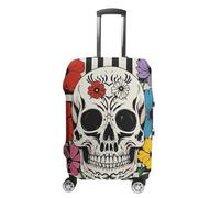 FHESDCW Copertura per valigie con scheletro e fiore, in bianco e nero, accessori da viaggio lavabili, protezione antigraffio e antipolvere, adatta per bagagli da 48 a 81 cm, Stile:, XL, Classico