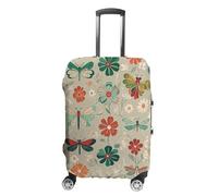 FHESDCW Copribagagli per valigie, con fiori e libellule rosse e verdi, accessori da viaggio lavabili, protezione antigraffio e antipolvere per bagagli da 48-81 cm, Stile:, M, Classico