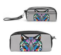 FHESDCW Coyote, astuccio con lupo e bestia, grande capacità, con cerniera, borsa per cosmetici da appendere, impermeabile, per viaggi, astuccio vintage in pelle per donne e uomini
