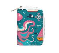 FHESDCW Creature marine per carte di navigazione per uomini e donne, porta carte di credito in pelle con 20 scomparti per carte di credito piccola borsa con cerniera