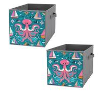 FHESDCW Creature marine per navigazione, scatola portaoggetti pieghevole con manici, cubi portaoggetti Oxford resistenti, 2 pezzi, organizer pieghevole per armadio, per casa, scaffale, ufficio, viaggi