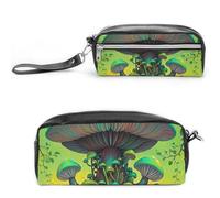 FHESDCW Dreamy - Astuccio con funghi e albero, grande capacità, con cerniera, da appendere, impermeabile, per viaggi, astuccio vintage in pelle per donne e uomini