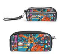 FHESDCW Fantastico astuccio a tema basket, grande capacità, con cerniera, borsa per cosmetici da appendere, impermeabile, per viaggi, astuccio vintage in pelle per donne e uomini