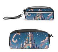 FHESDCW Fantastico astuccio estetico con castello di grande capacità con cerniera, borsa per cosmetici da appendere, impermeabile, per viaggi, astuccio vintage in pelle per donne e uomini