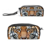 FHESDCW Fierce Tiger, astuccio grande capacità con cerniera, borsa per cosmetici da appendere, impermeabile, per viaggi, astuccio vintage in pelle per donne e uomini