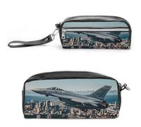 FHESDCW Fighter Jets - Astuccio grande capacità con cerniera, borsa per cosmetici impermeabile da viaggio, astuccio vintage in pelle per donne e uomini