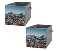 FHESDCW Fighter Jets - Scatola portaoggetti pieghevole con manici, resistente Oxford, 2 pezzi, organizer pieghevole per armadio, per casa, scaffale, ufficio, viaggi