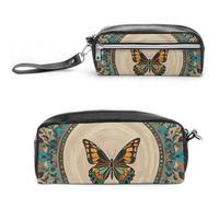 FHESDCW Flourishing Garden - Astuccio con farfalla, grande capacità, con cerniera, da appendere, impermeabile, per viaggi, astuccio vintage in pelle per donne e uomini