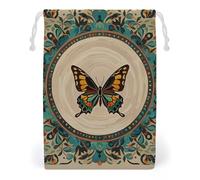 FHESDCW Flourishing Garden Butterfly Borsa in tela con coulisse, sacchetti riutilizzabili per gioielli da viaggio, sacchetti lavabili per regali, caramelle, cosmetici, 20 x 25 cm