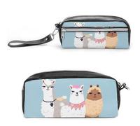 FHESDCW Grazioso astuccio con alpaca di grande capacità, con cerniera, da appendere, impermeabile, per viaggi, astuccio vintage in pelle per donne e uomini