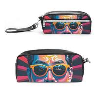 FHESDCW Interessante astuccio con motivo a faccia grande capacità con cerniera, borsa cosmetica impermeabile da appendere per viaggi, astuccio vintage in pelle per donne e uomini