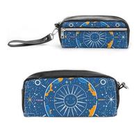 FHESDCW Interessante astuccio con viso di sole, grande capacità con cerniera, borsa per cosmetici da appendere impermeabile, per viaggi, astuccio vintage in pelle per donne e uomini