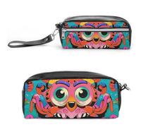 FHESDCW Interessante astuccio con volti e granchi, grande capacità, con cerniera, borsa per cosmetici impermeabile da appendere, per viaggi, astuccio vintage in pelle per donne e uomini