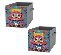 FHESDCW Interessante scatola portaoggetti pieghevole con manici, cubi Oxford resistenti, 2 pezzi, organizer pieghevole per armadio, per casa, scaffale, ufficio, viaggi