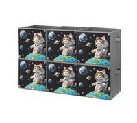 FHESDCW Interessante scatola portaoggetti pieghevole con motivo astronauta con manici, cubi portaoggetti Oxford resistenti, 6 pezzi, organizer pieghevole per armadio, per casa, scaffale, ufficio