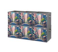FHESDCW Japanese Streets - Scatola portaoggetti pieghevole con manici, cubi portaoggetti Oxford resistenti, 6 pezzi, organizer pieghevole per casa, scaffale, ufficio, viaggi