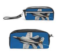 FHESDCW Jet Fighter, astuccio grande capacità con cerniera, borsa per cosmetici da appendere, impermeabile, per viaggi, astuccio vintage in pelle per donne e uomini