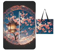 FHESDCW Lanterna rotonda splendida coperta da picnic con borsa tote con cerniera, coperta portatile impermeabile per esterni, leggera e pieghevole, per spiaggia, campeggio, parco, 150 x 100 cm