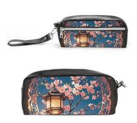 FHESDCW Lanterna rotonda splendido modello astuccio grande capacità con cerniera, borsa cosmetica impermeabile da appendere per viaggi, astuccio vintage in pelle per donne e uomini