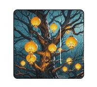FHESDCW Lanterns Hang from the Trees Coperta da picnic con borsa tote con cerniera, coperta impermeabile portatile per esterni, leggera, pieghevole, tappetino per esterni, per spiaggia, campeggio