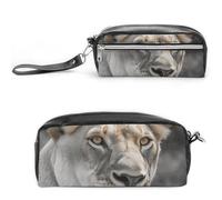 FHESDCW Lioness, astuccio grande capacità con cerniera, borsa per cosmetici da appendere, impermeabile, per viaggi, astuccio vintage in pelle per donne e uomini