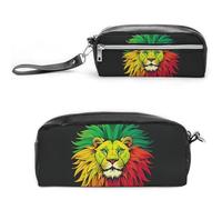 FHESDCW Lion's Head Majestic - Astuccio grande capacità con cerniera, borsa per cosmetici da appendere, impermeabile, per viaggi, astuccio vintage in pelle per donne e uomini