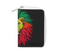 FHESDCW Lion's Head Majestic - Porta carte di credito in pelle per uomini e donne, con 20 scomparti per carte di credito, piccola borsa con cerniera