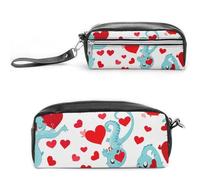 FHESDCW Love Little Dragon, astuccio grande capacità con cerniera, borsa per cosmetici da appendere, impermeabile, per viaggi, astuccio vintage in pelle per donne e uomini