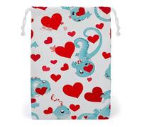 FHESDCW Love Little Dragon Borsa in tela con coulisse, sacchetti riutilizzabili per gioielli da viaggio, sacchetti lavabili per regali, caramelle, cosmetici, 12 x 18 cm