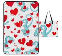 FHESDCW Love Little Dragon, coperta da picnic con borsa con cerniera, impermeabile, portatile, per esterni, leggera, pieghevole, per spiaggia, campeggio, parco, 150 x 100 cm