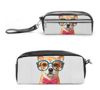 FHESDCW Morbido papillon per cani da compagnia, astuccio oversize per occhiali, grande capacità, con cerniera, borsa cosmetica impermeabile da appendere, per viaggi, astuccio vintage in pelle per