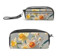 FHESDCW Narciso Astuccio grande capacità con cerniera, da appendere, impermeabile, per viaggi, astuccio vintage in pelle per donne e uomini