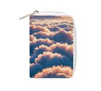 FHESDCW On Top of The Cloud, porta carte di credito in pelle per uomini e donne, con 20 scomparti per carte di credito, piccola borsa con cerniera