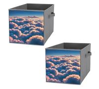 FHESDCW On Top of The Cloud, scatola portaoggetti pieghevole con manici, cubi portaoggetti Oxford resistenti, 2 pezzi, organizer pieghevole per armadio, per casa, scaffale, ufficio, viaggi