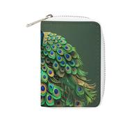 FHESDCW Pavone con nappe Porta carte per uomini e donne, porta carte di credito in pelle con 20 scomparti per carte di credito piccola borsa con cerniera