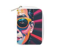 FHESDCW Porta carte con motivo a faccia interessante per uomini e donne, porta carte di credito in pelle con 20 scomparti per carte di credito piccola borsa con cerniera