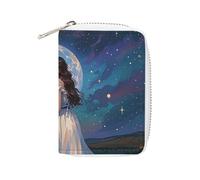 FHESDCW Porta carte dell'amicizia sotto la luna gigante, per uomini e donne, porta carte di credito in pelle con 20 scomparti per carte di credito, piccola borsa con cerniera