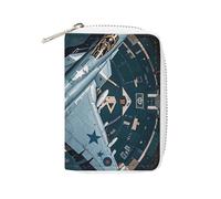 FHESDCW Porta carte di credito Air Force Fighter Jet per uomini e donne, porta carte di credito in pelle con 20 scomparti per carte di credito piccola borsa con cerniera