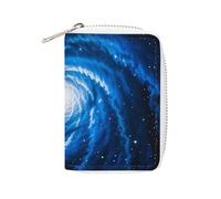 FHESDCW Porta carte di credito blu Nebula per uomini e donne, porta carte di credito in pelle con 20 scomparti per carte di credito piccola borsa con cerniera