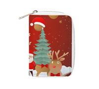 FHESDCW Porta carte di credito con scritta "Merry Christmas And Happy New Year" per uomini e donne, porta carte di credito in pelle con 20 scomparti per carte di credito piccola borsa con cerniera